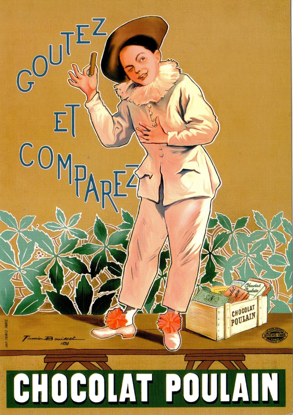 Collection "Old advertisements." Recreation of a chromolithograph de 1898 produced by the artist Firmin Bouisset for "chocolat Poulain." Publisher: Collection "Les authentique et les imaginaires"