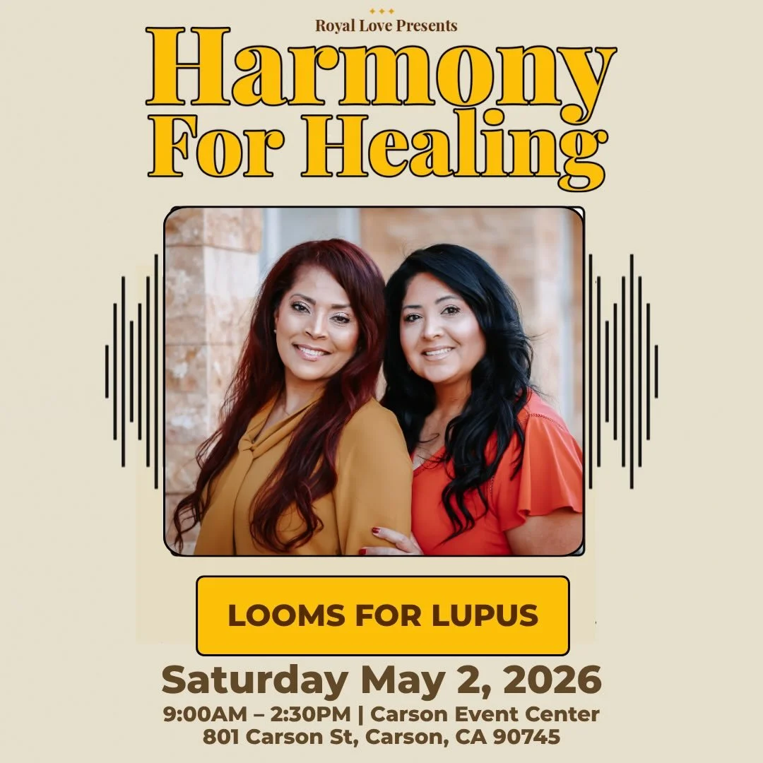 💜Royal Love proudly welcomes Looms for Lupus as a vendor and speaker at Harmony for Healing!💚
Join us for a full day of wellness, creativity, storytelling, and community connection &mdash; plus a special wellness basket giveaway.
🎟 HarmonyForHeali