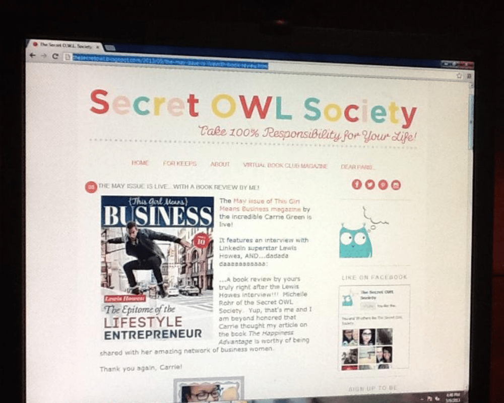 An early version of my website: The Secret O.W.L. Society