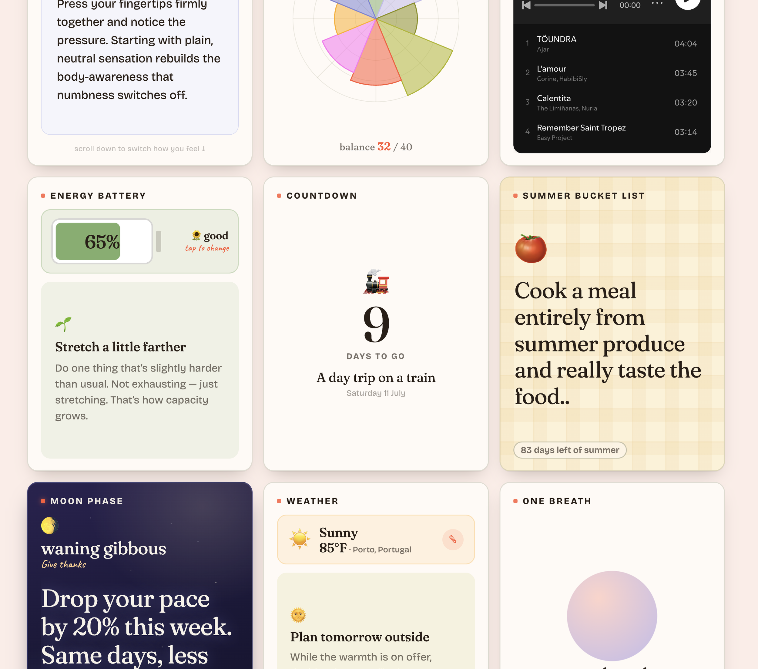 A Dashboard That Remembers What Works for You: Sacred Pause Tour