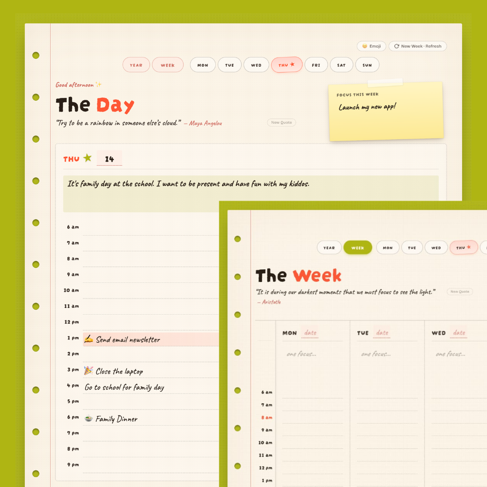Weekly Ritual Reset | A paper-feeling planner for your computer