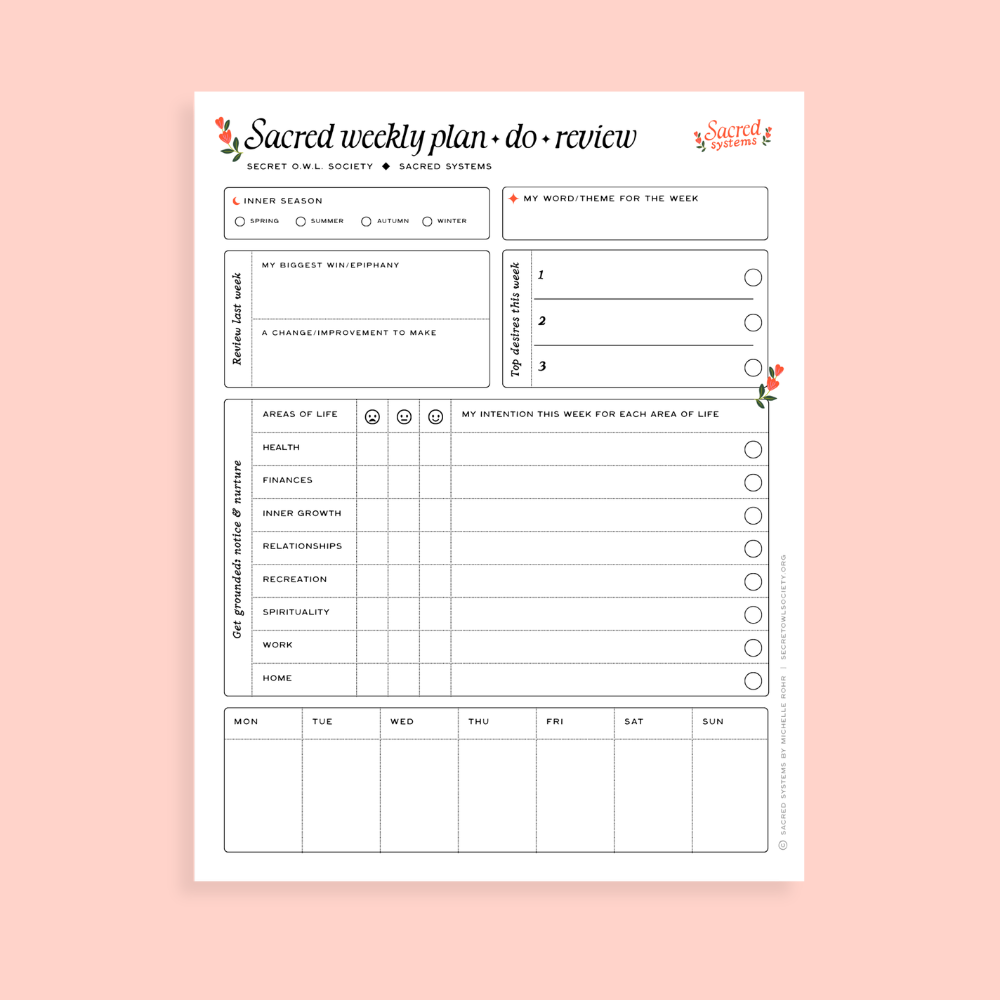 Sacred Weekly Review Printable