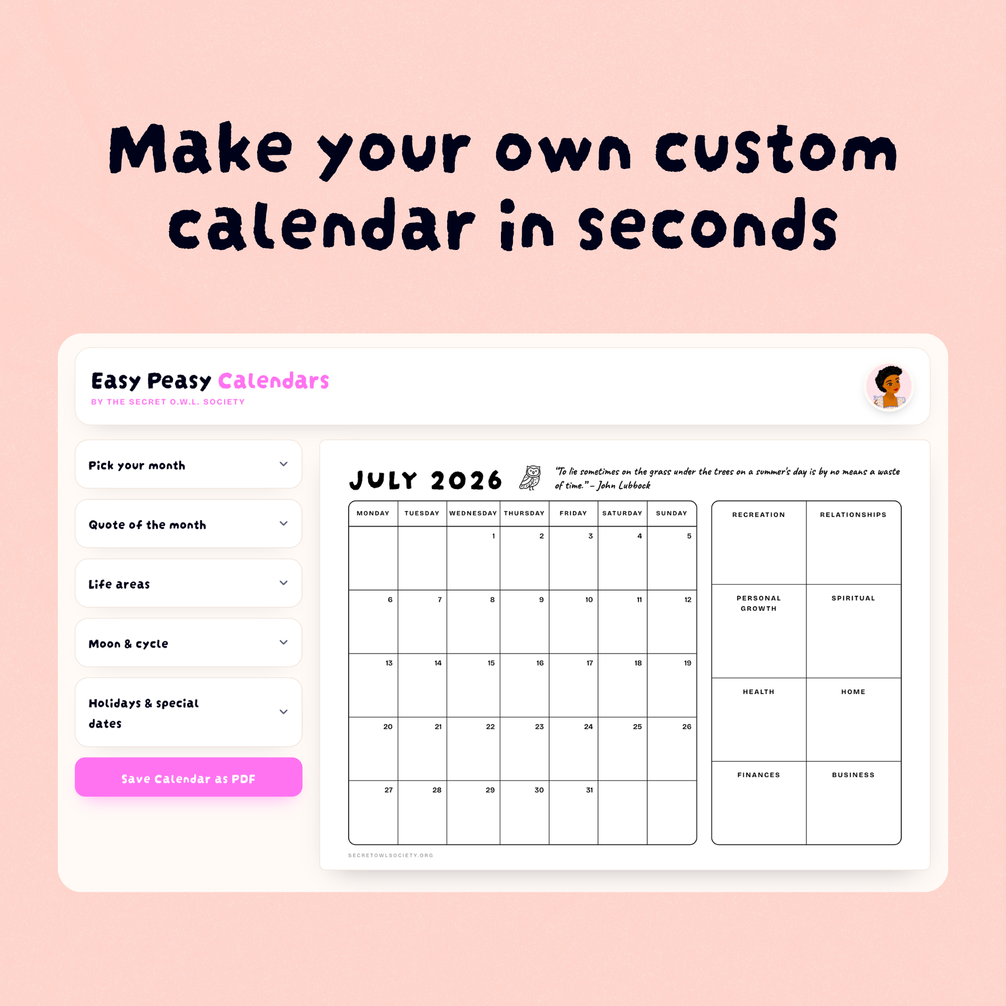 Easy Peasy Calendar