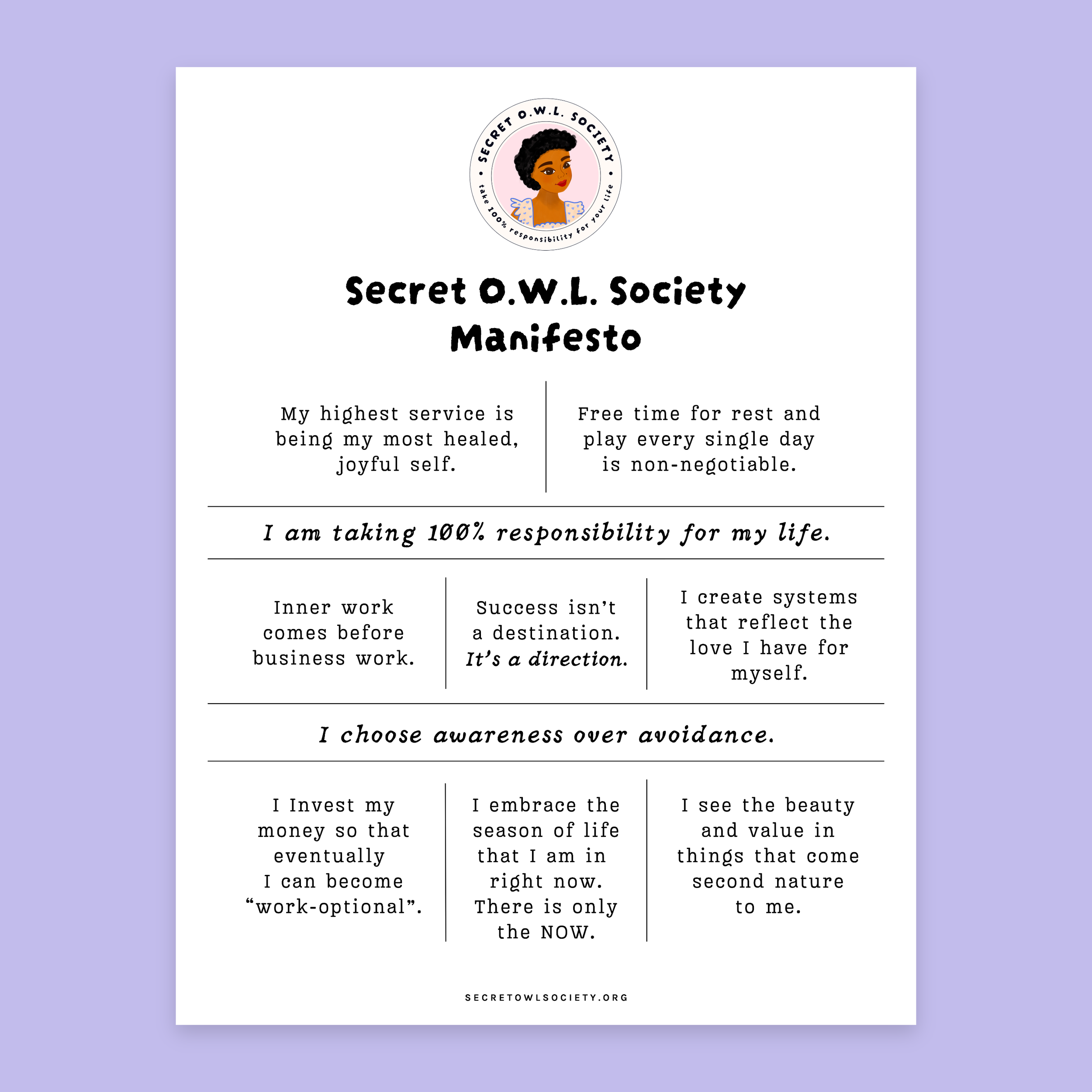 Secret O.W.L. Society Manifesto