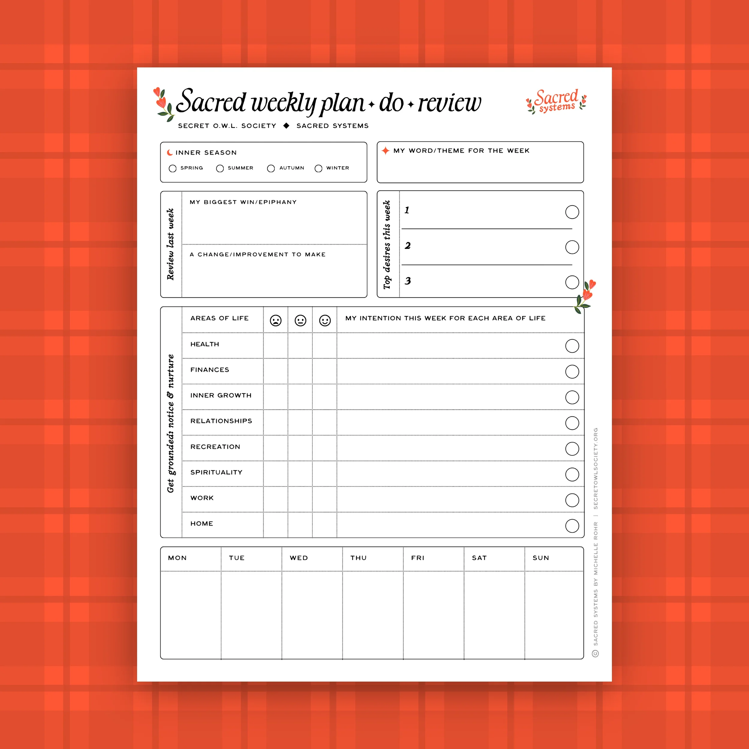 Sacred Weekly Plan, Do, Review Printable