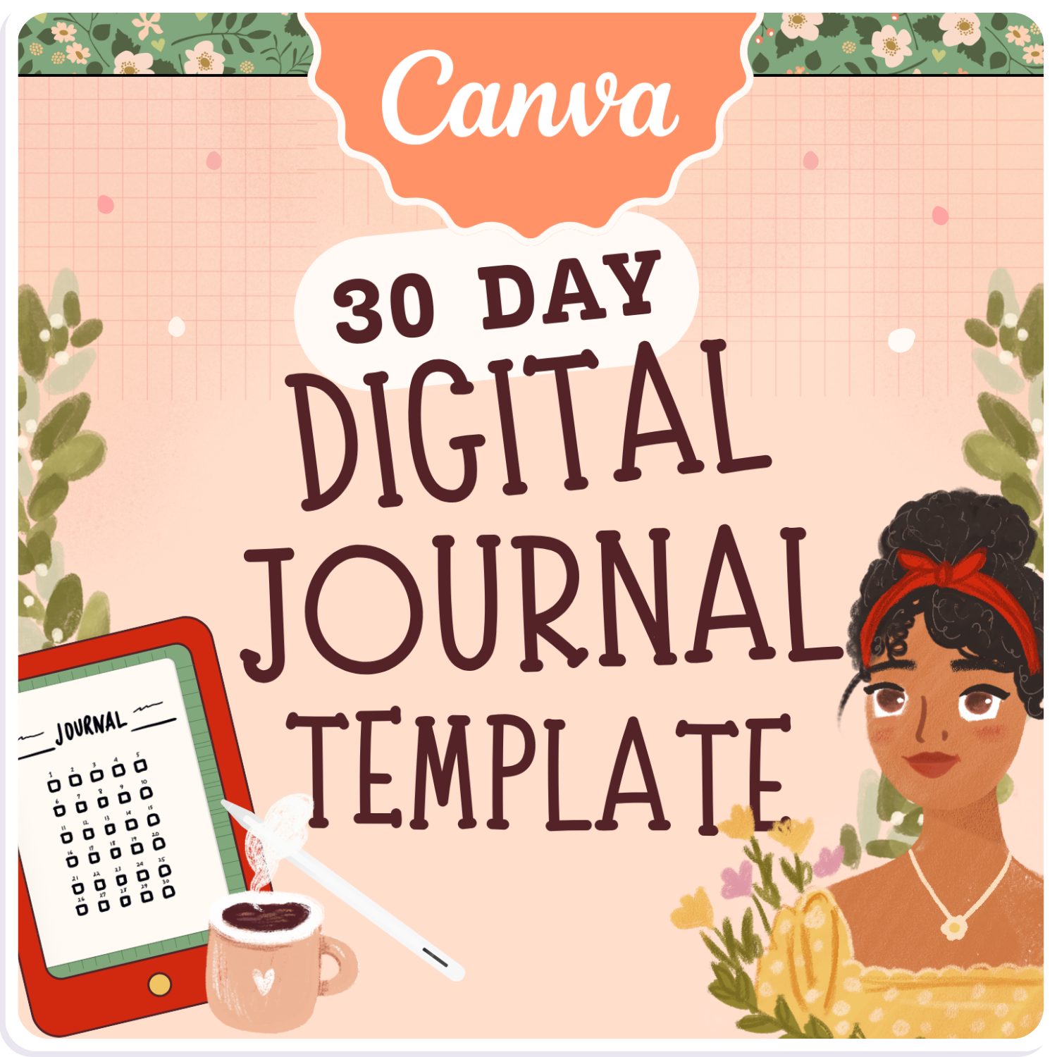 30 Day Digital Journal Template for Canva