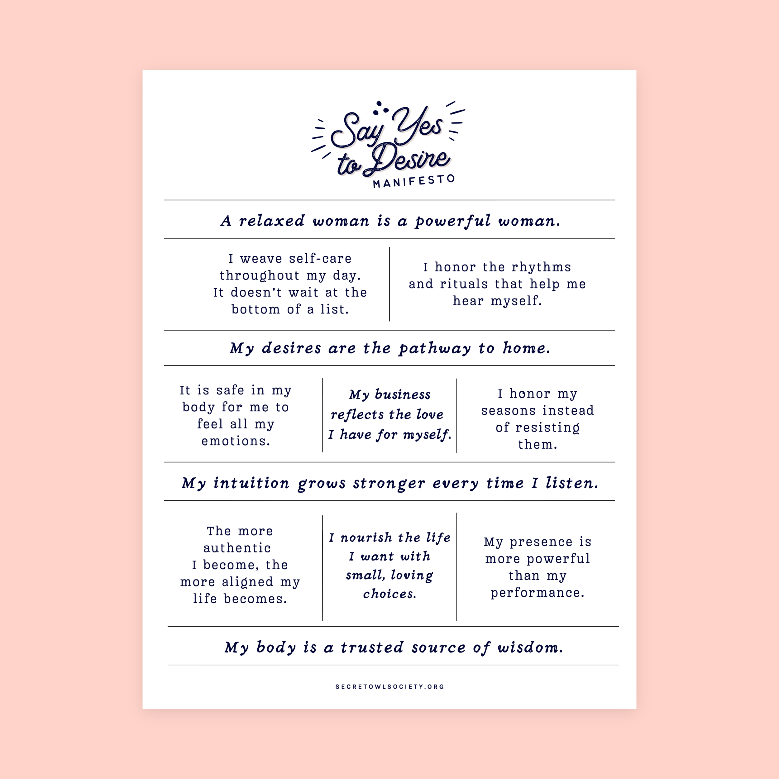 Say Yes to Desire Manifesto