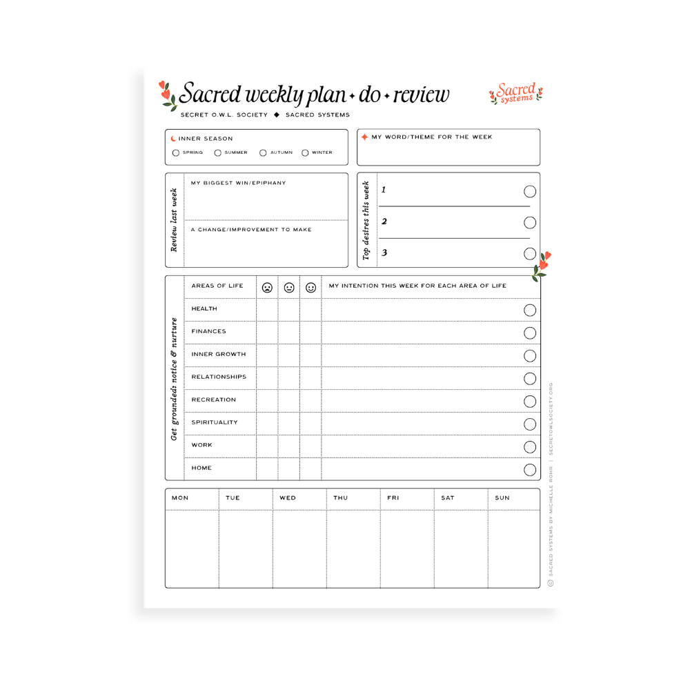 Sacred Weekly Review Printable