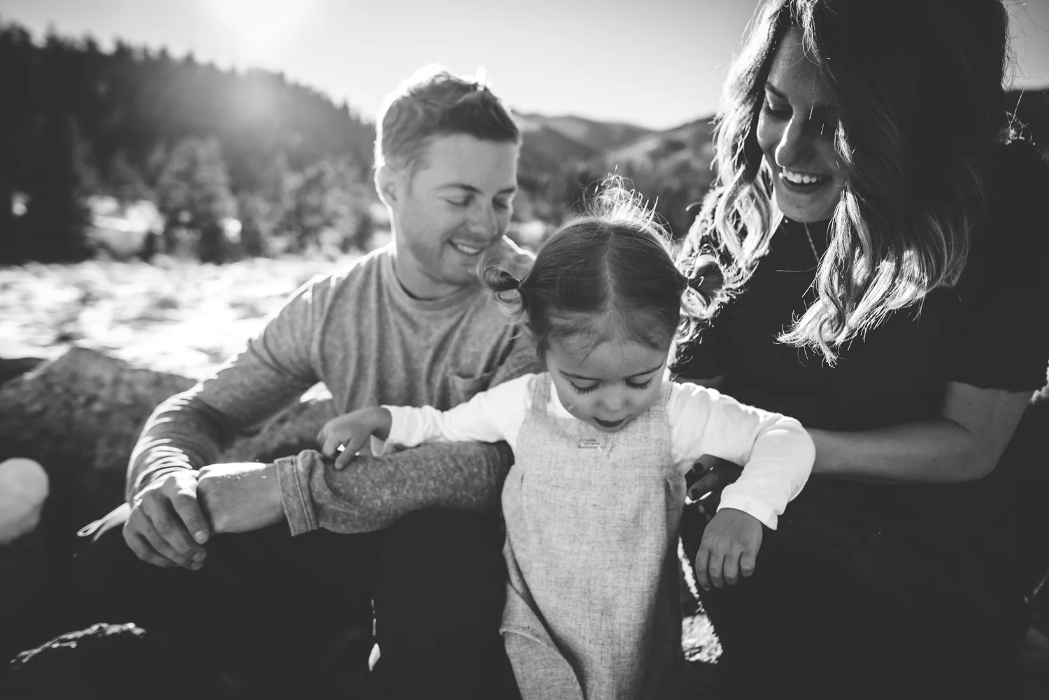 Military family has fun during their photography session in Colorado Springs mountains.