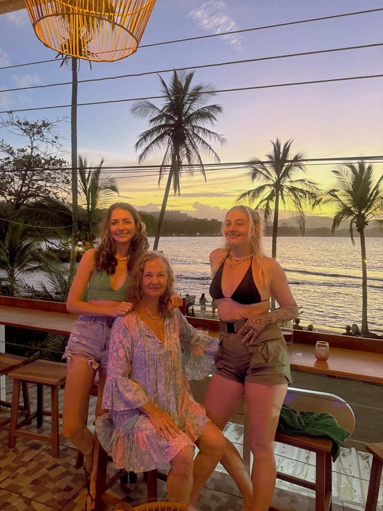 Newton family (Lexi, Terry, Eve) at Kat's House (now Cacao Huasi), Puerto Viejo