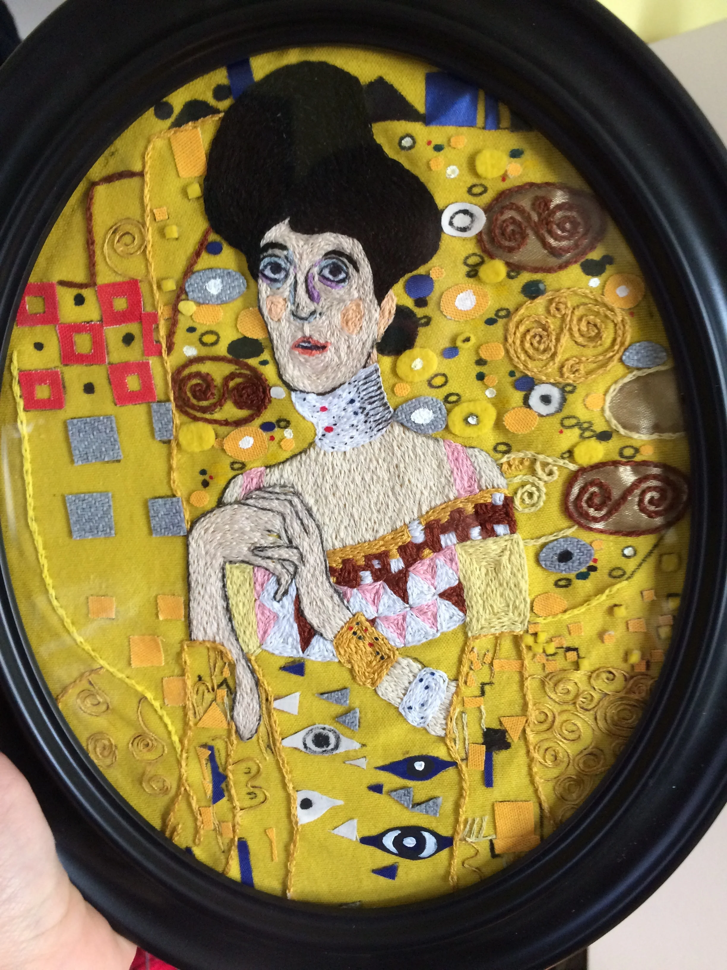 Commissioned embroidery of Gustav Klimt's "Portrait of Adele Bloch-Bauer". 