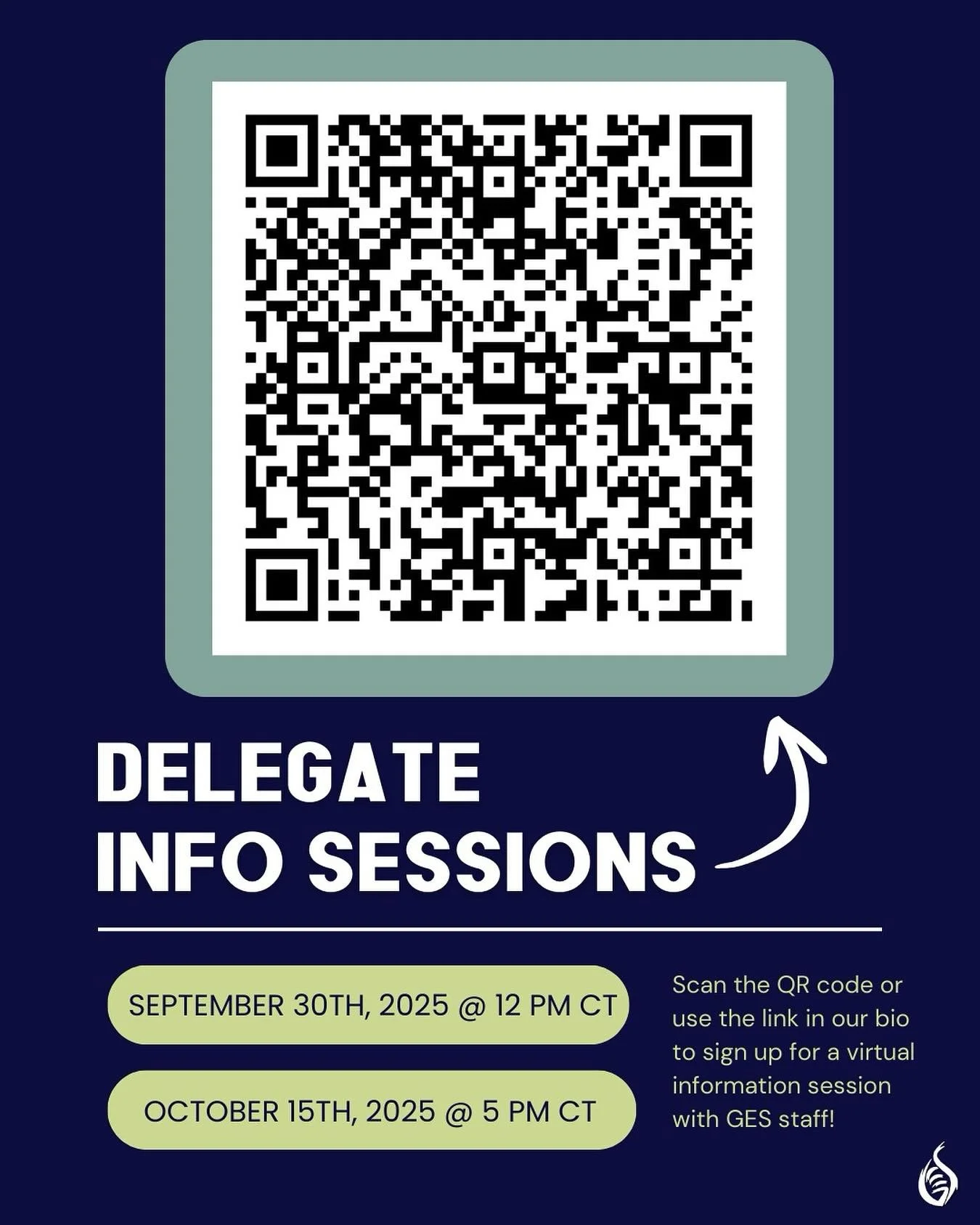 The first delegate info session will be hosted next week on September 30th at noon central time! 

Each session will be hosted virtually and you can use the link in our bio to register for a session. 

Prospective delegates will be able to learn more