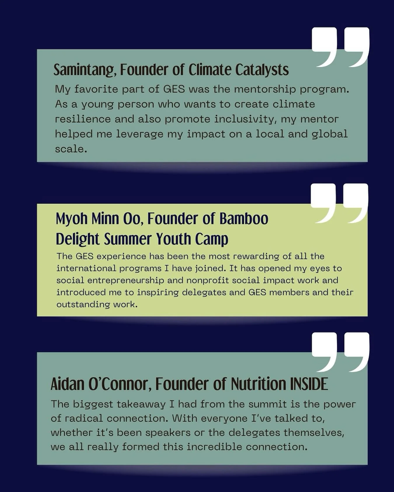 We&rsquo;re less than 1 month away from the deadline for priority delegate applications! 📆 

Past GES delegates have a lot to say about the impact the Summit made on them and their projects. You can read more about delegate experiences during the Su