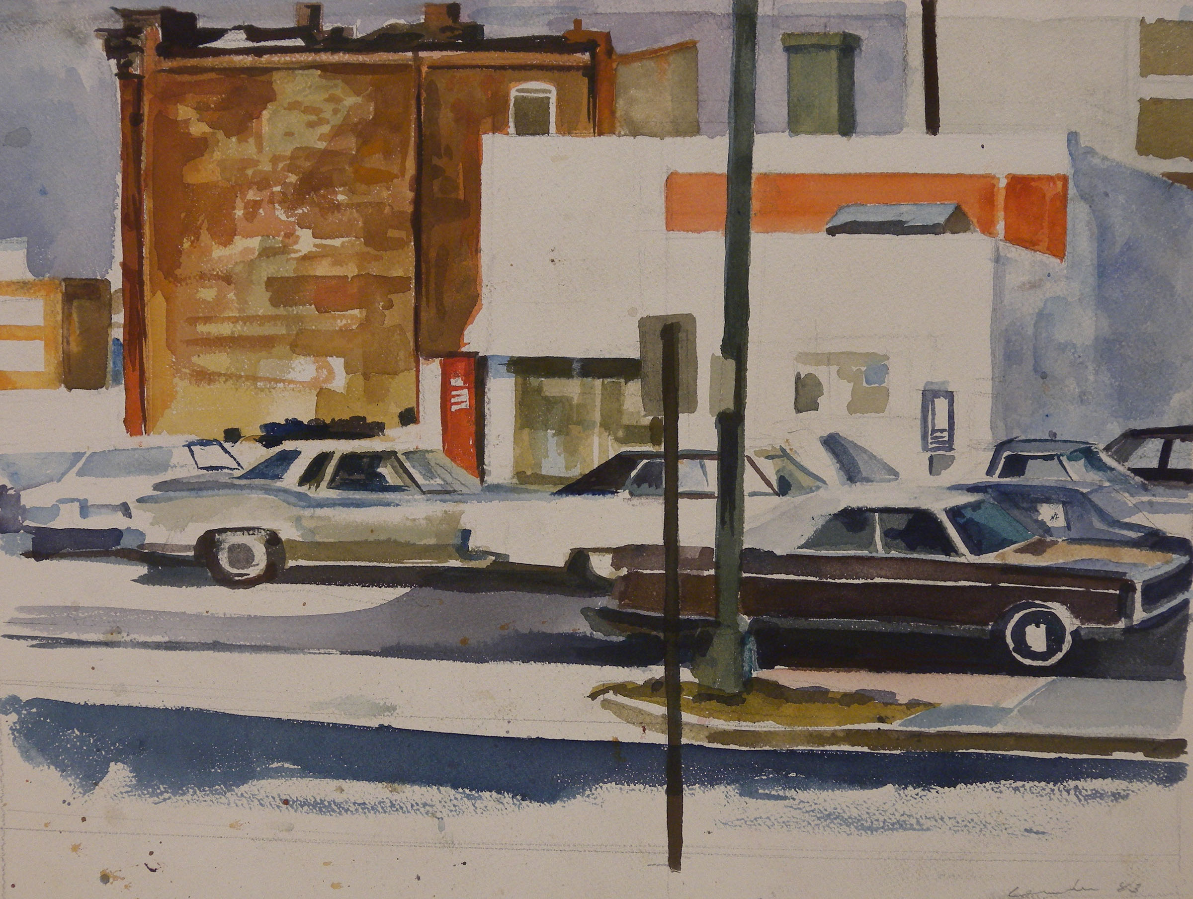 Third Street Exxon, watercolor on paper, 12" x 16", 1983 