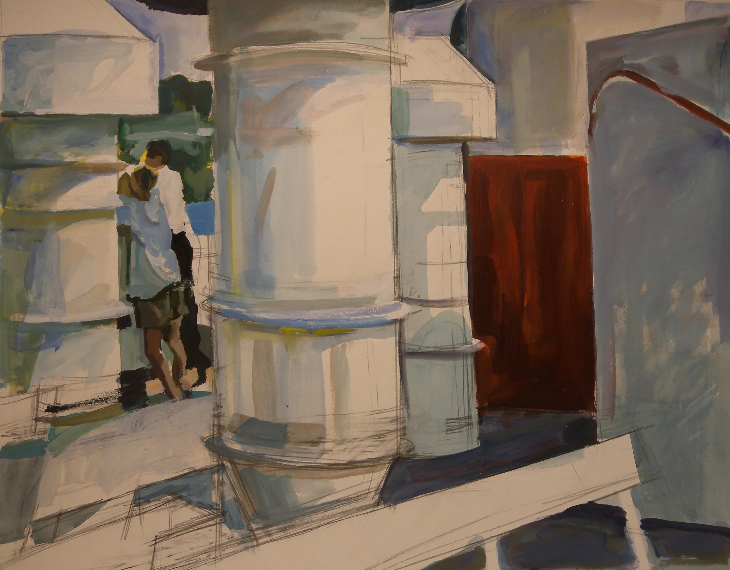 Ferry Deck, Two Passengers (unfinished), acrylic on paper, 27" x 35" On Exhibit, Addison/Ripley Fine Art, DC