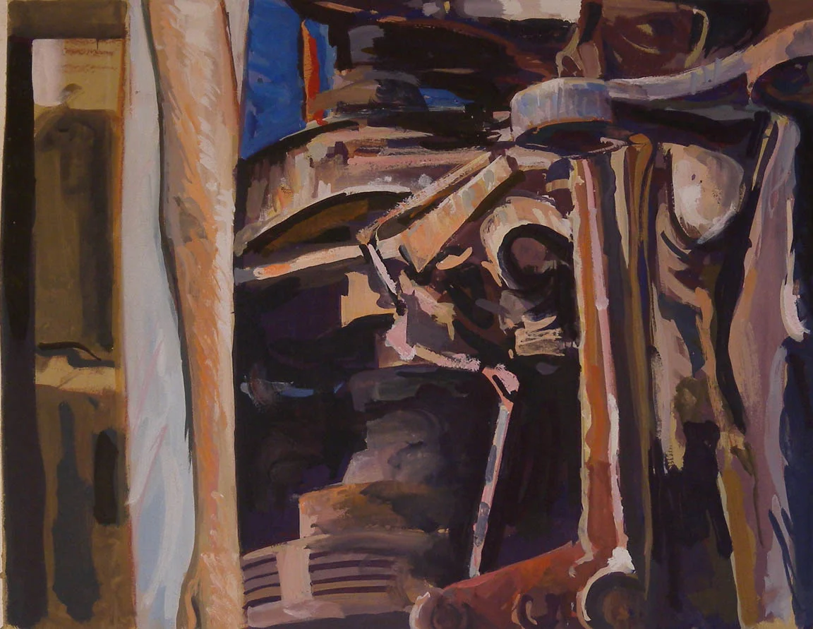 Machine Split, acrylic on paper, 13 3/4"x 17 3/4"