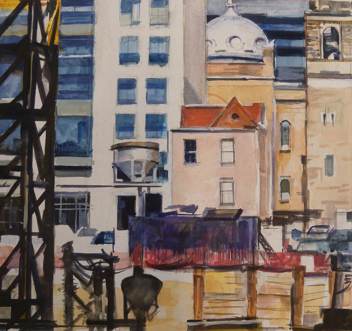  Dome and Construction, watercolor on paper, 13" x 14" &nbsp; &nbsp; &nbsp; &nbsp; &nbsp; &nbsp; &nbsp; &nbsp; &nbsp; &nbsp; &nbsp; &nbsp; &nbsp; &nbsp; &nbsp; &nbsp;Phillips Collection, Washington, DC 