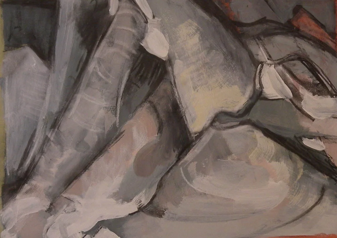 Rubber Demolition (Convention Center 2), acrylic on paper, 13" x 18 1/2"