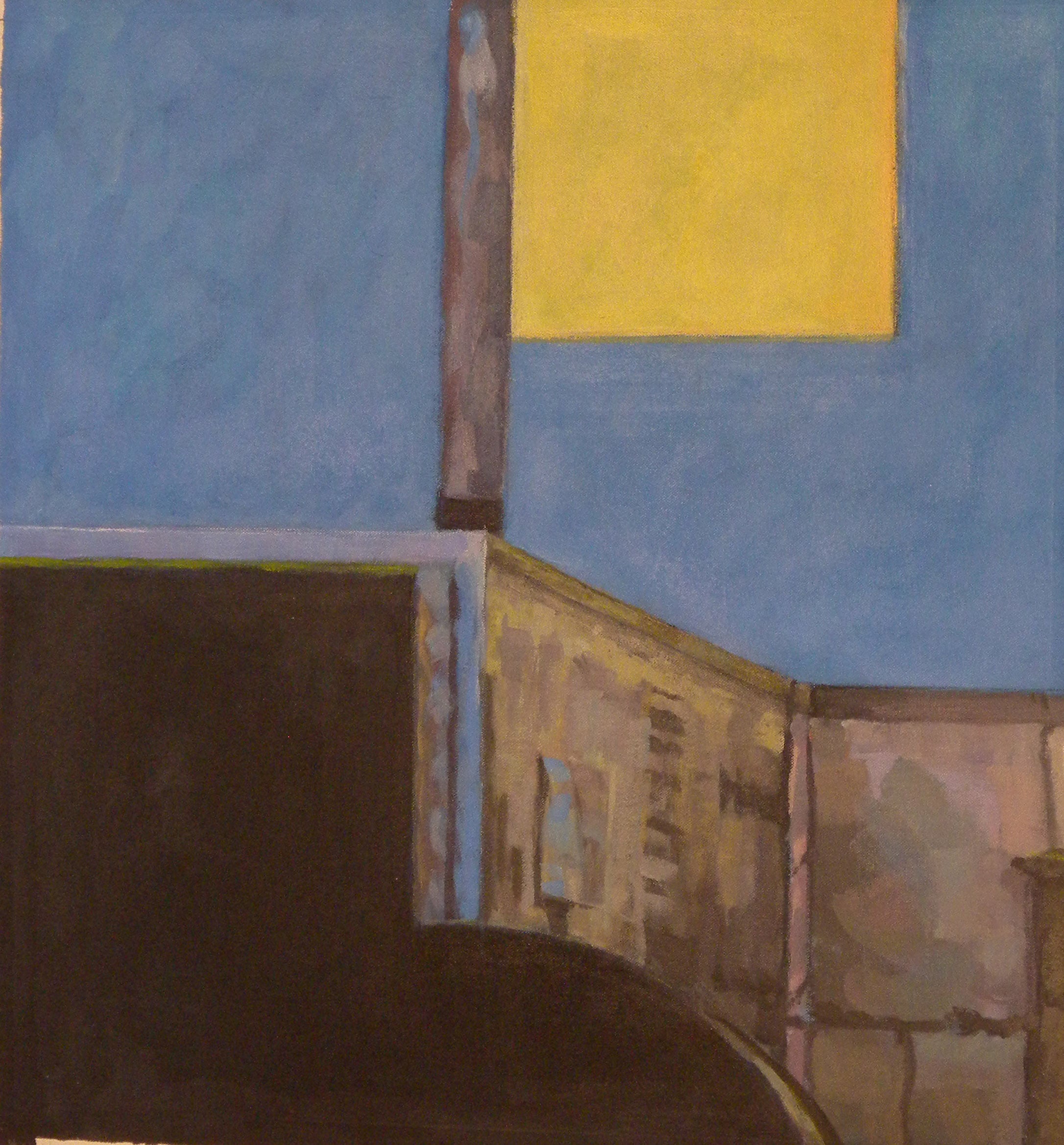  Bee Bee Roof Furniture (blue), gouache on museum board,&nbsp;16" x 15", 2008,&nbsp;Private Collection 