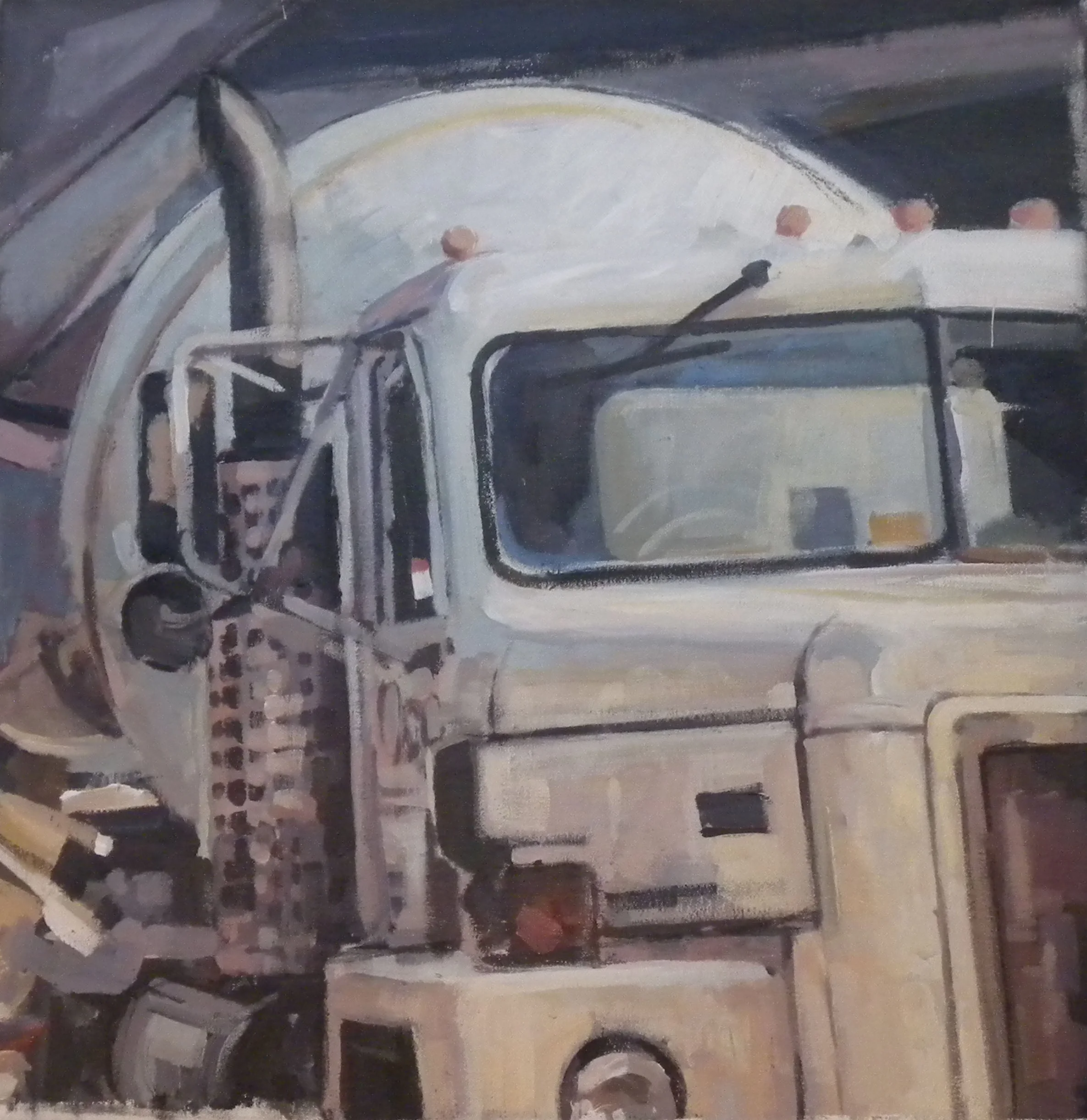 White Cement Mixer, acrylic on canvas, 24 1/2" x 24 1/2"