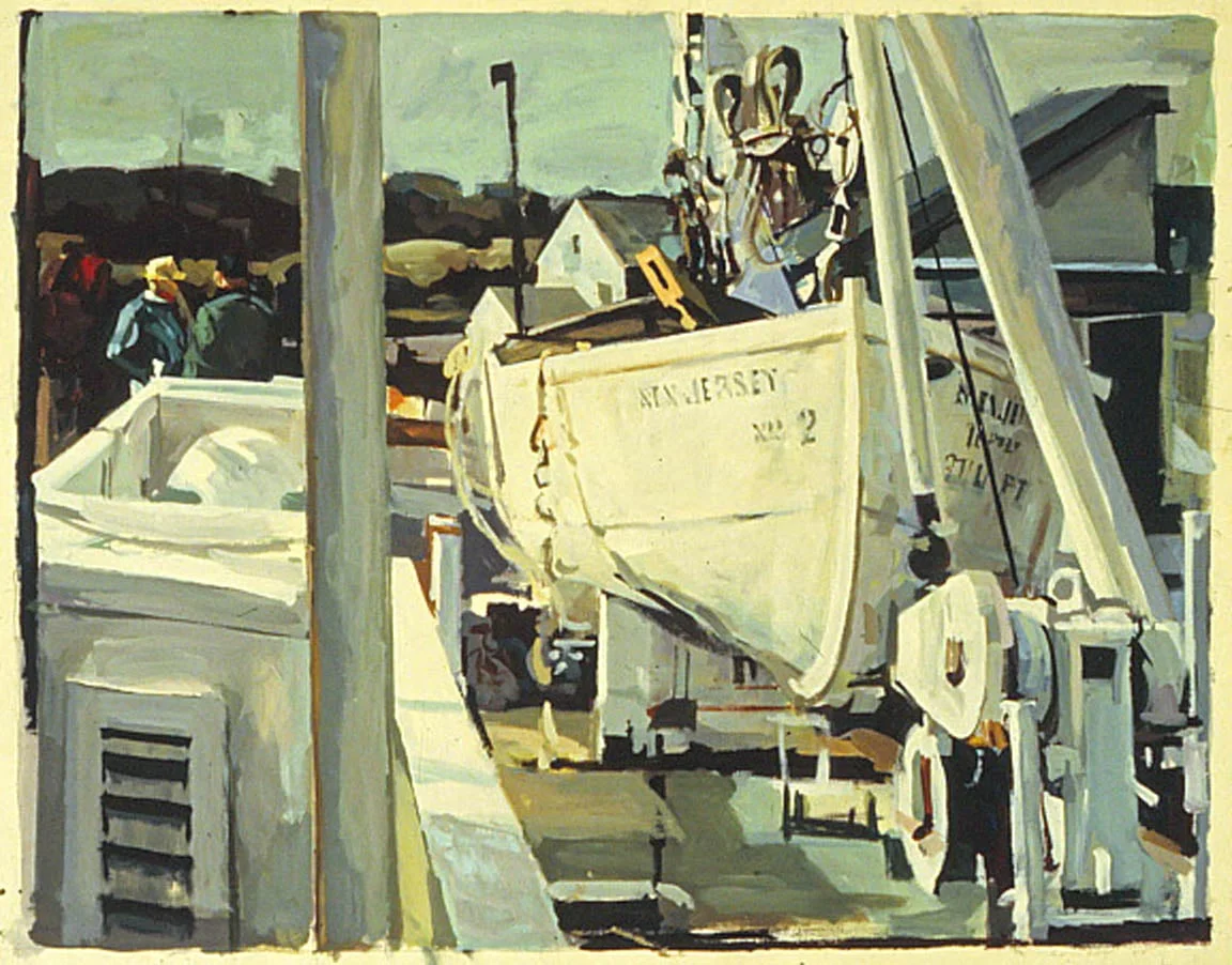 Upper Deck, Lewes, DE, acrylic on paper, 25 1/4" x 34", 1993, Private Collection