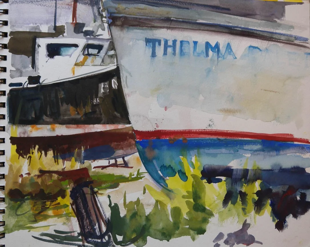 Thelma Dale, watercolor on paper in sketch book, 11" x 13 1/2"