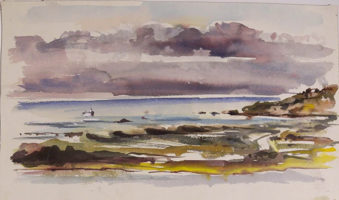 Storm Sky, Martha's Vineyard, watercolor on paper, 10" x 17 1/2"
