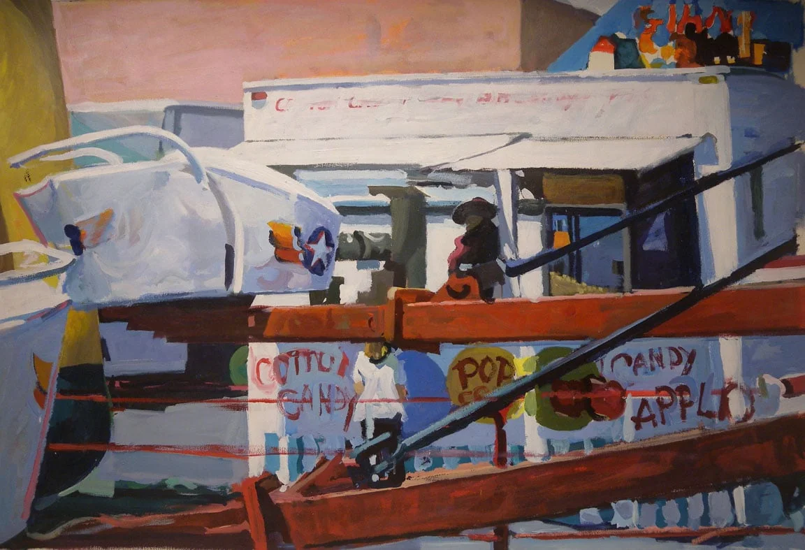 Cotton Candy/Boardwalk View, acrylic on paper, 31" x 46" 