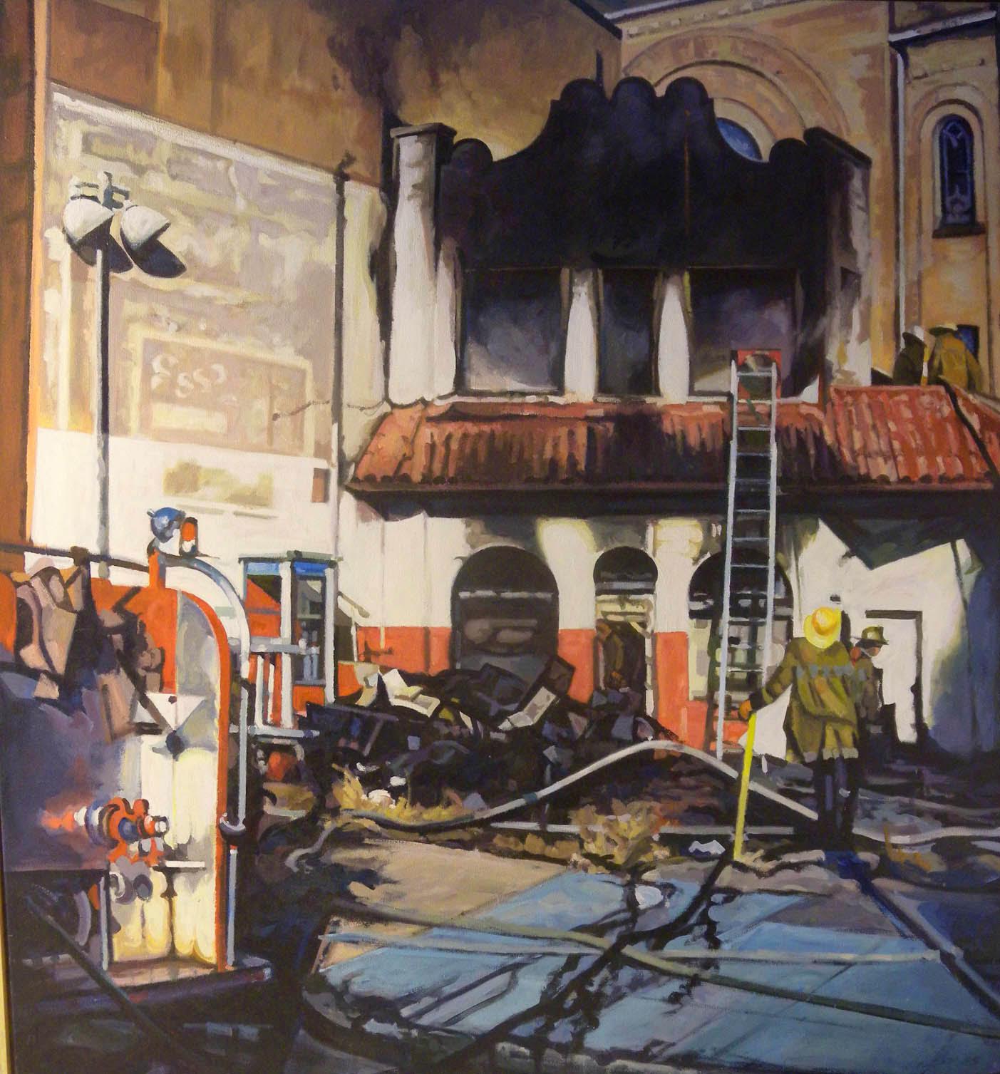 Exxon's Last Stand, acrylic on canvas, 60" x 60", 1987 Smithsonian American Art Museum Collection