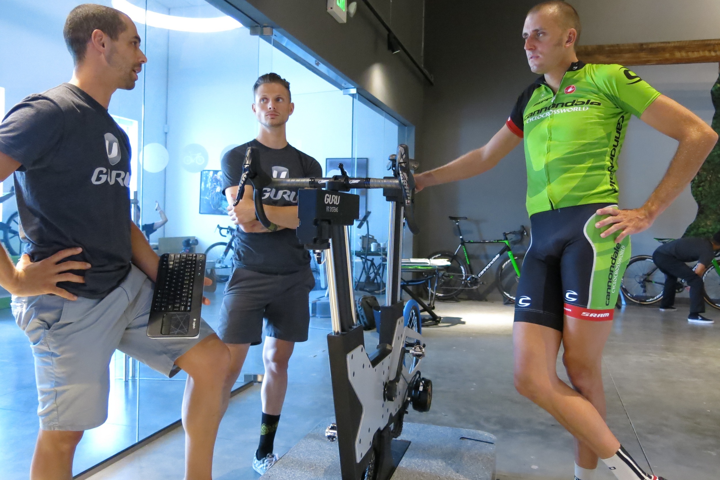 Ryan Trebon talking bike fit with ACME. (c)Guru
