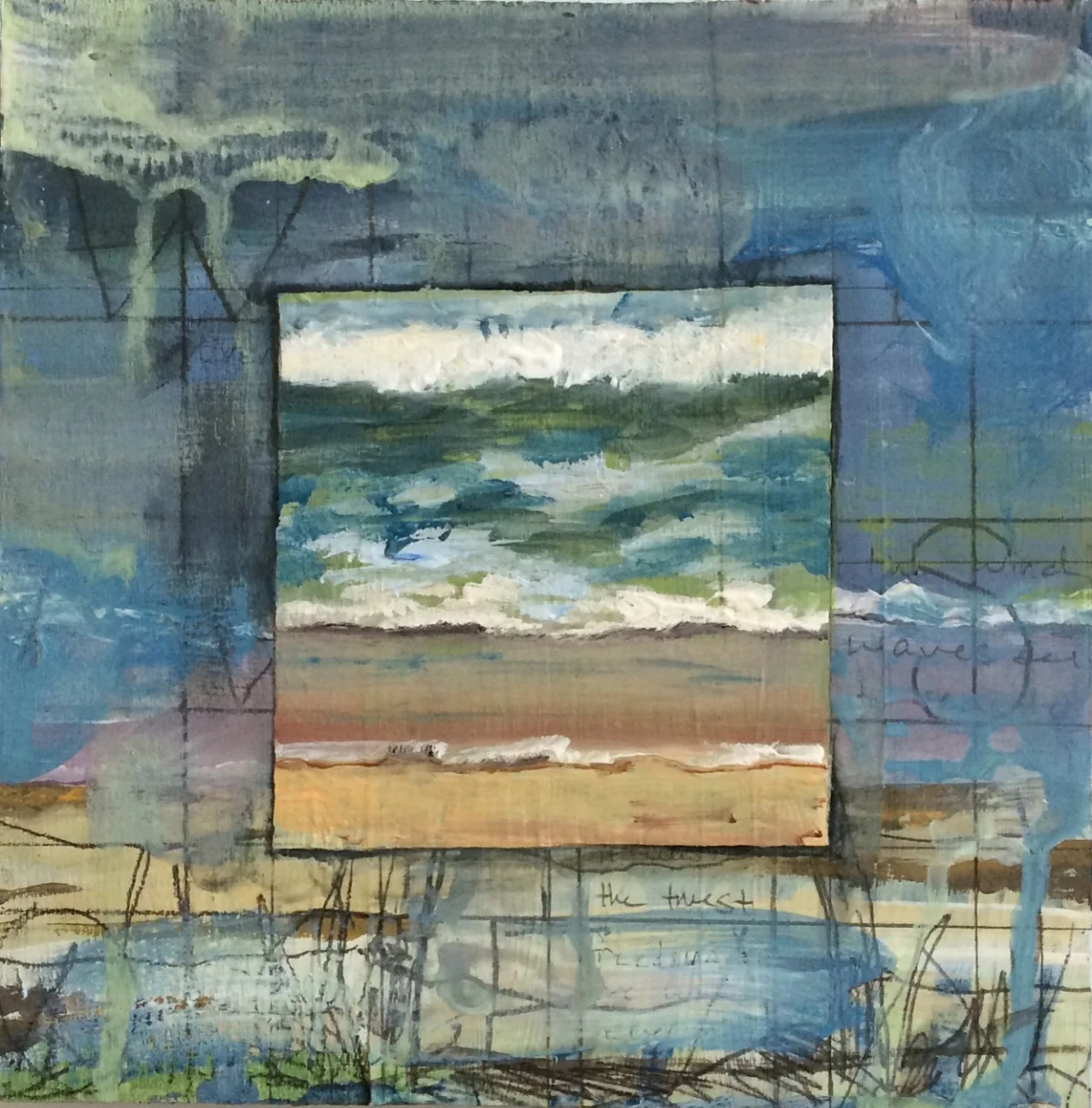 Turning Tide, 6x6 acrylic on wood panel, $150