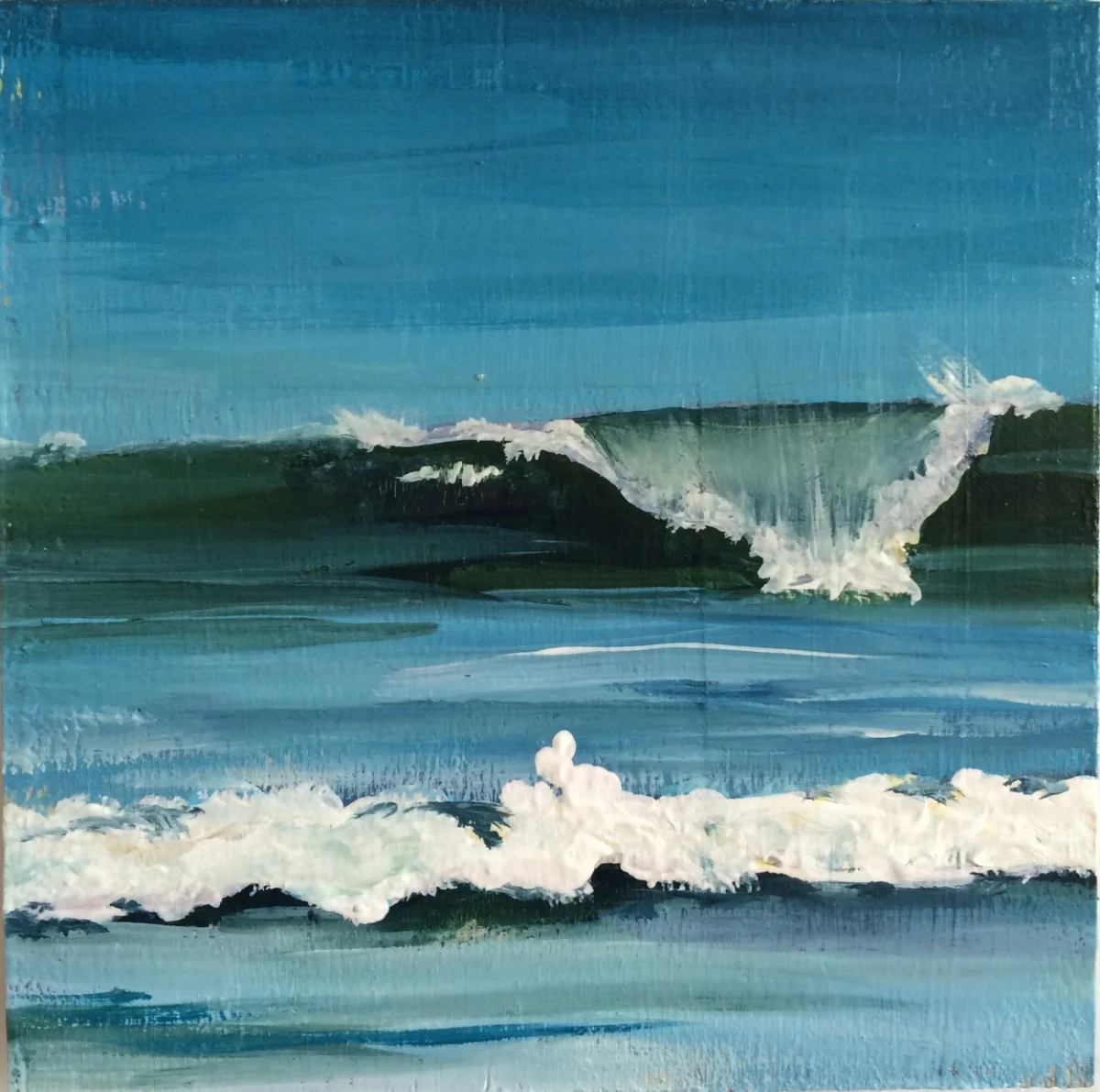 Winter Wave, 6x6 acrylic on wood panel, sold