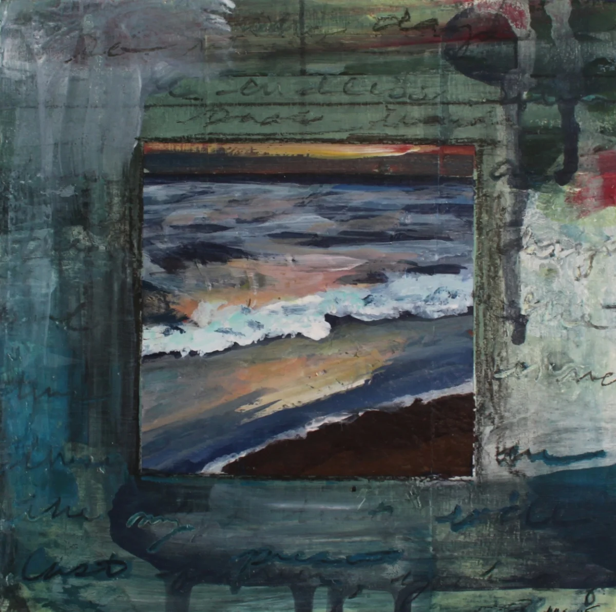 Sunset at Whitecrest, 6x6 acrylic on wood panel, $150