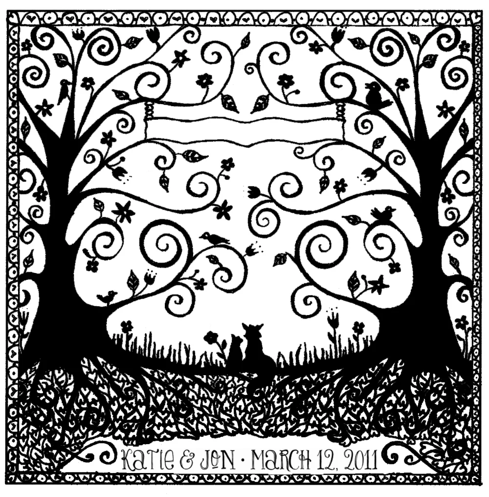 Custom Wedding Card Illustration for Cormier Creative