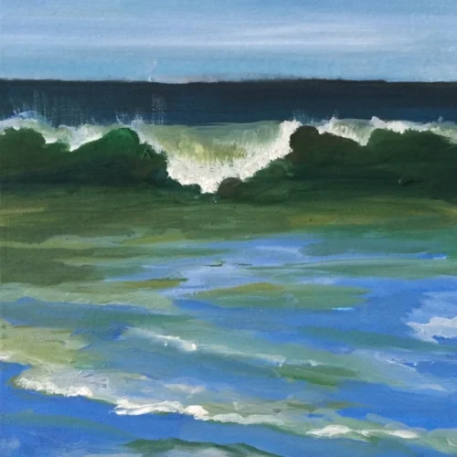 Cresting, 6x6 acrylic on wood panel, $150