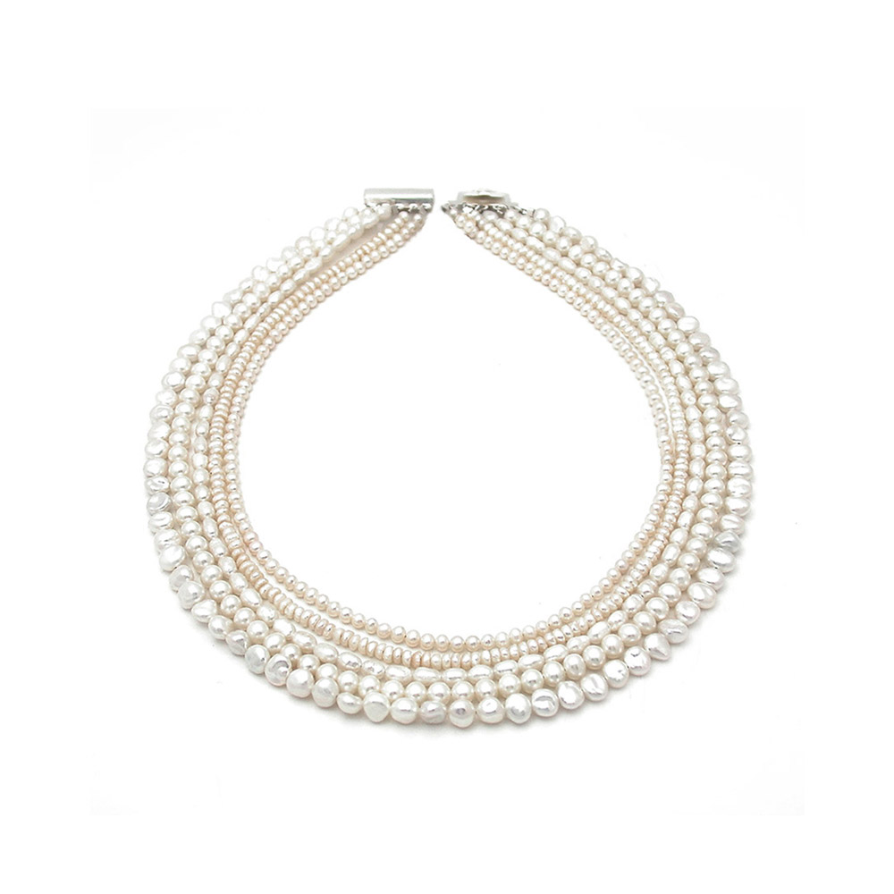 Multi-strand White Pearl Necklace - MHPearlJewellery.co.uk