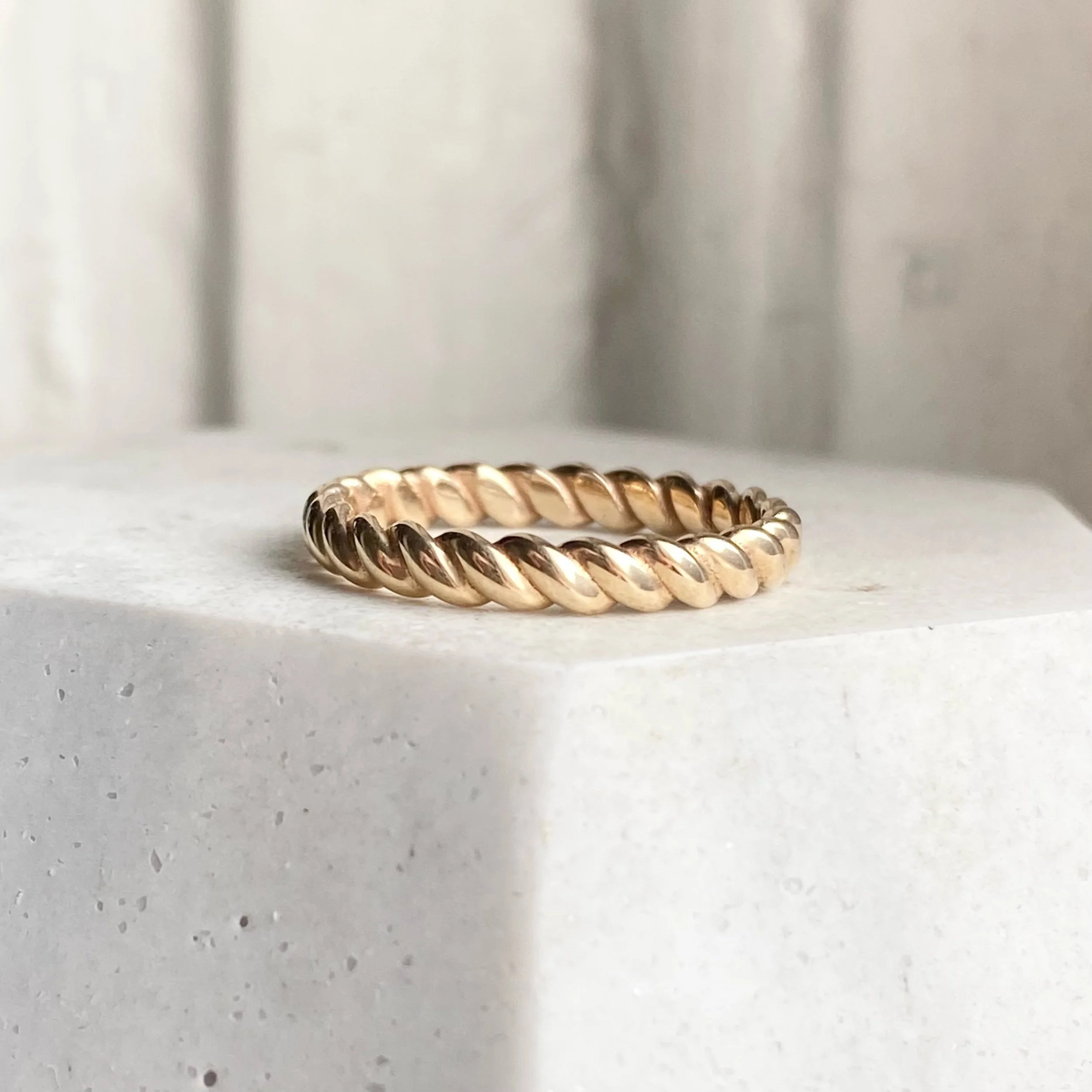wide rope ring 14k recycled yellow gold staring wedding ring Kim Drosdick jewellery Toronto (Copy)