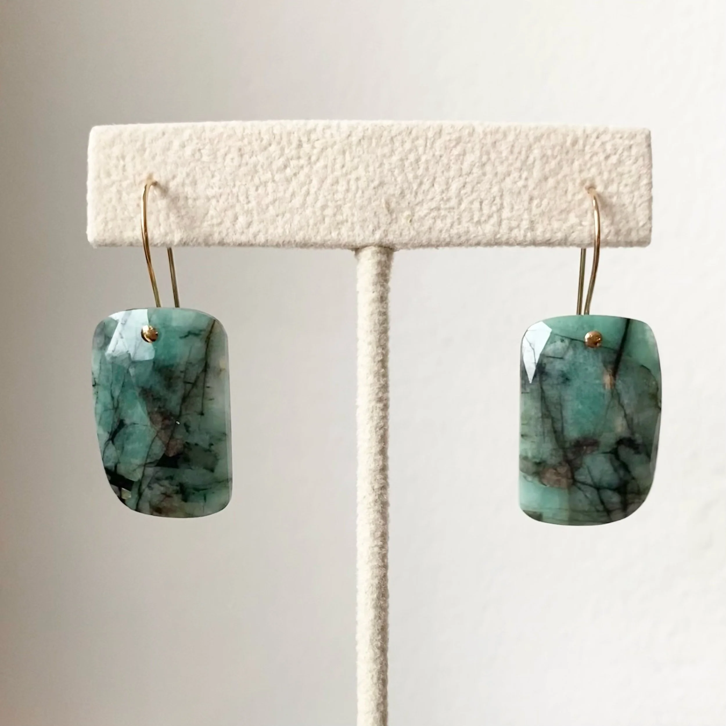 Rose Cut Emerald Drop Earrings