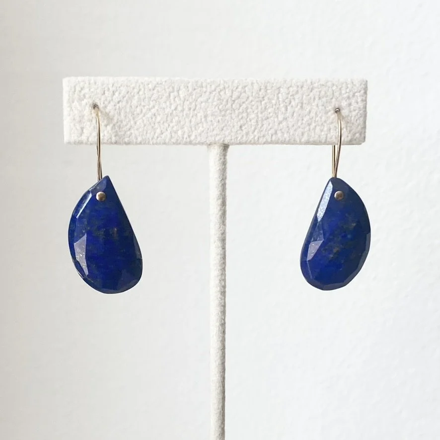 Lapis Lazuli Organic Drop Earrings