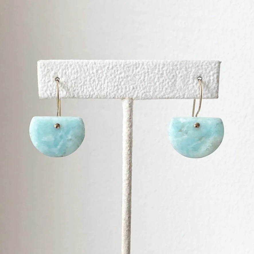 Hemimorphite Half Moon Earrings