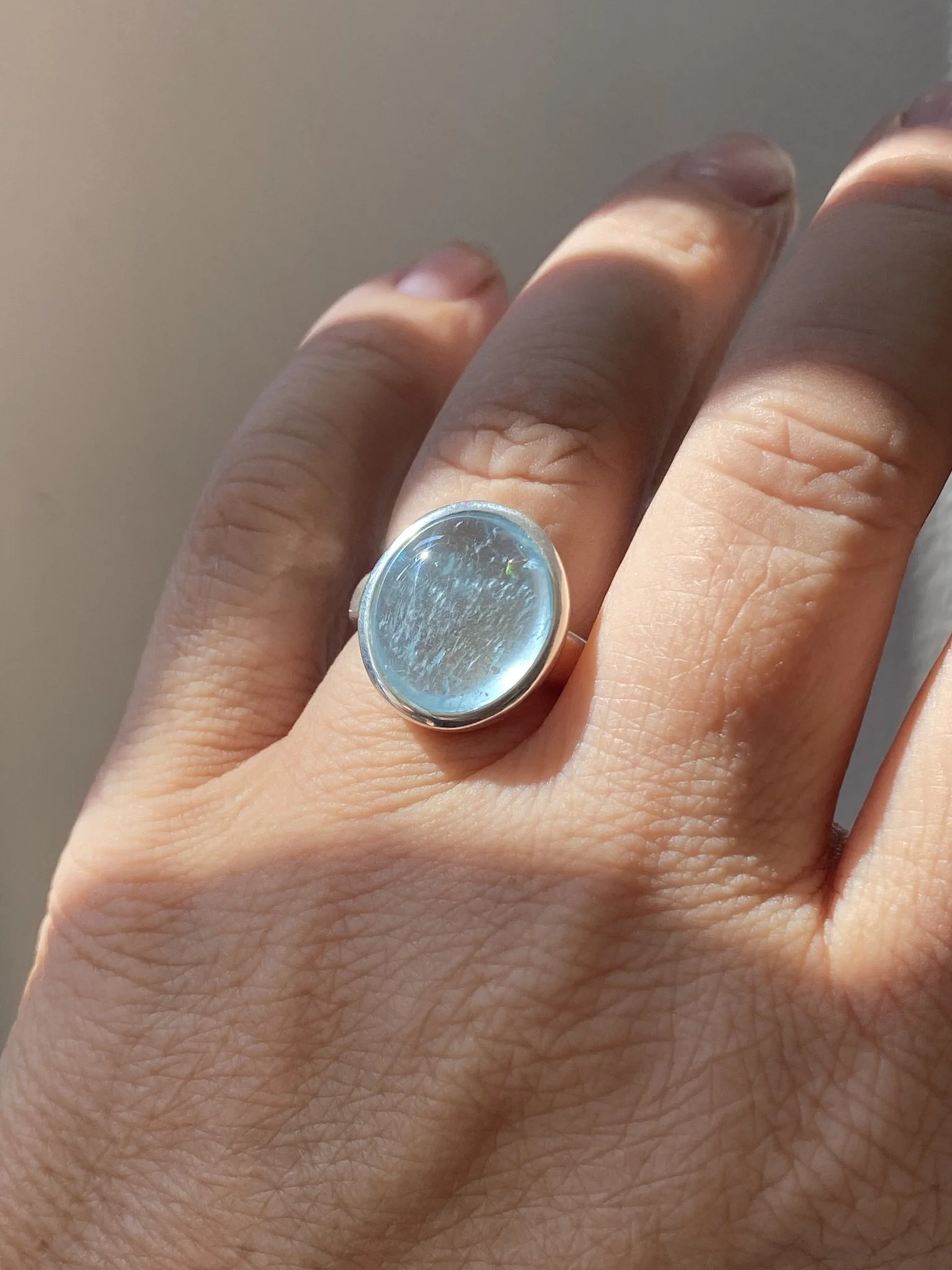 Sterling Aquamarine Cabochon Ring
