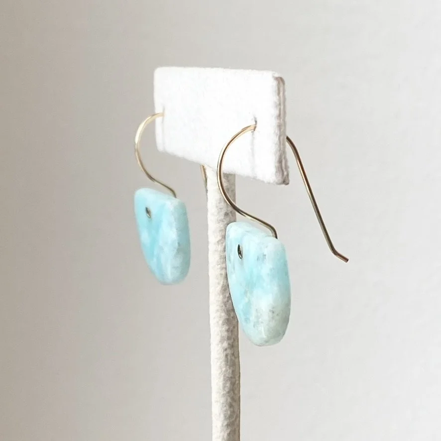 sky blue hemimorphoite half moon drop earrings Kim Drosdick Toronto