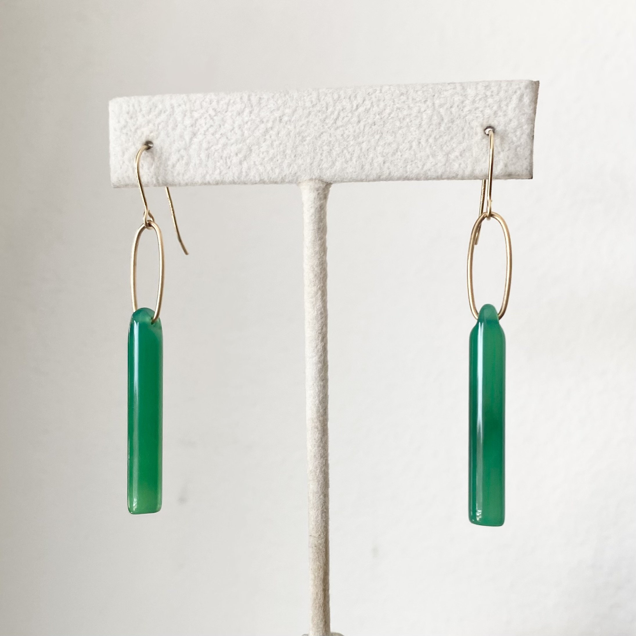 long green onyx drop earrings oval hoop smooth earrings