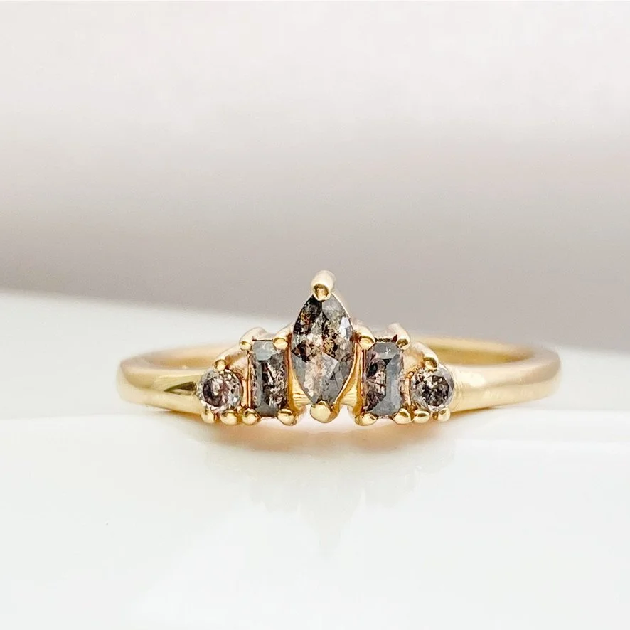 Salt & Pepper Tiara Wedding Ring