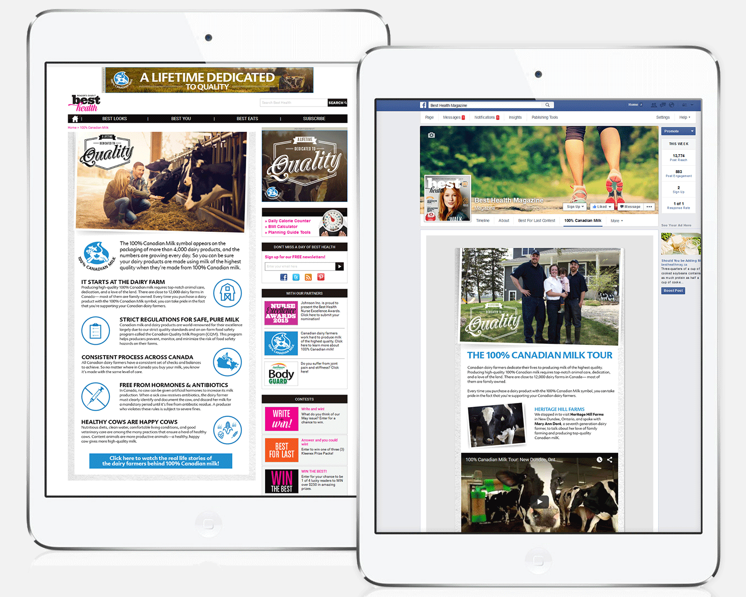 Dairy Farmers of Canada Integrated Program: Print • Facebook Tab • Online Infographic • Portrait Ad Unit