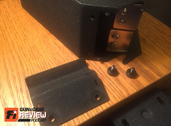The SpeedVault has a floorplate that secures the door to its hinge. You have to partially install the door inside the safe so the hooks go over the hinge bar, then you screw in the bottom plate to complete the installation.