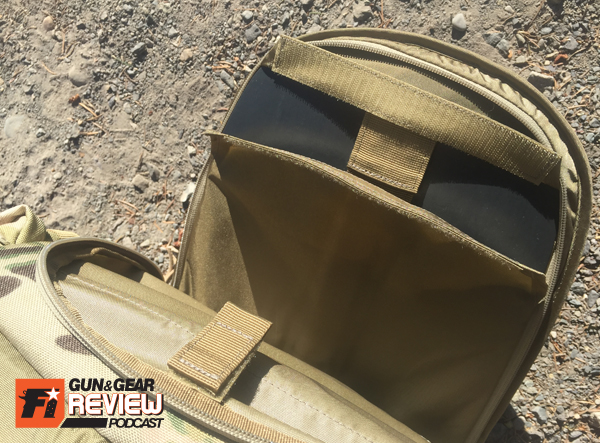 The backing is supported by a rigid plate. Its a great place to stow flat documents or maps.
