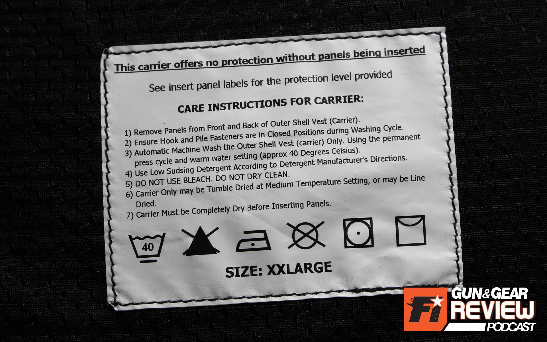The carrier is washable and has care instructions sewn to the inside. DO NOT WASH WITH PANELS!