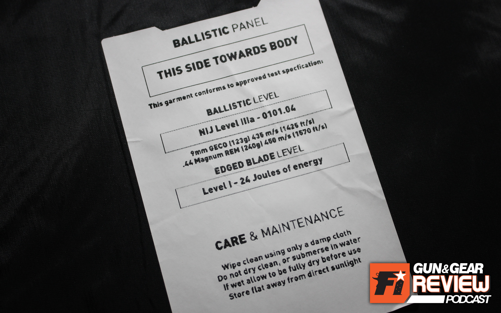 My vest is rated NIJ Level IIIA against ballistic projectiles, and Level 1 against edge blades.