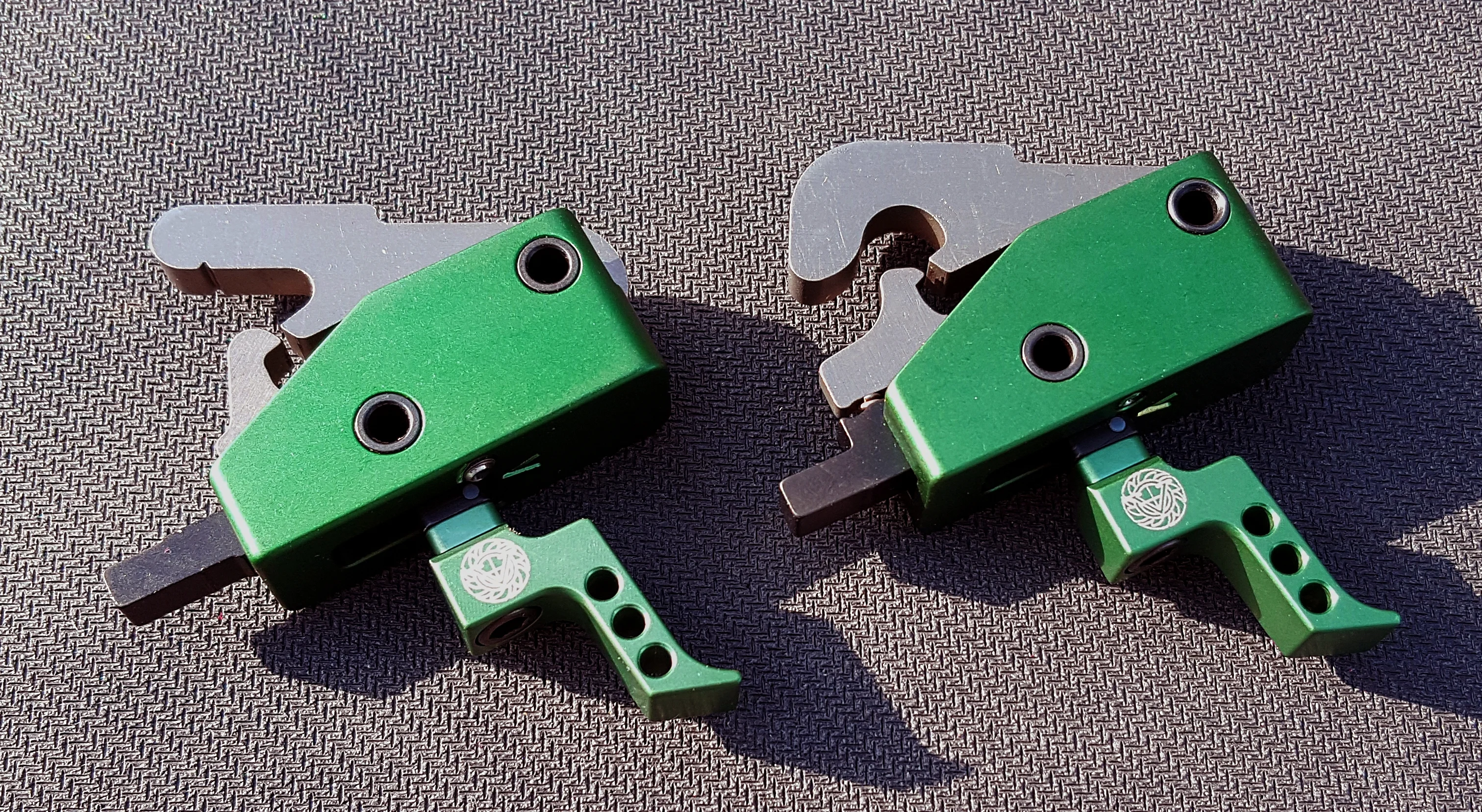Standard trigger on left, PCC trigger on right